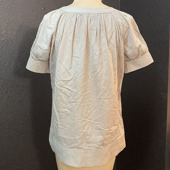 Zara Basic tan beige lightweight cotton smocked and pleated‎ tunic blouse top - Picture 7 of 8